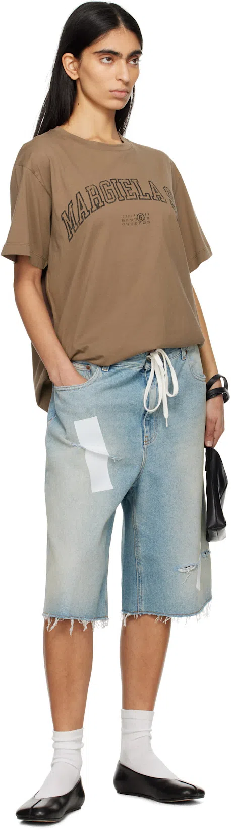 MM6 MAISON MARGIELA Mm6 By Maison Margiela Black Leather Ballet Flats