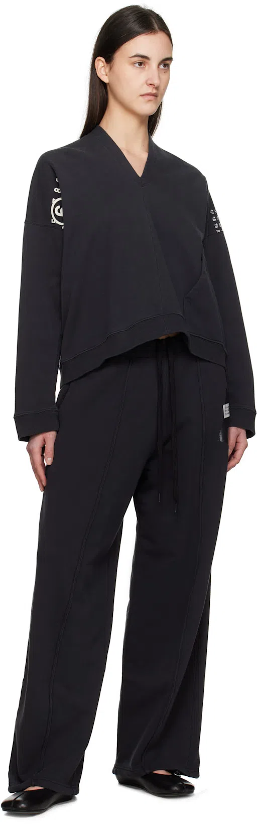 MM6 MAISON MARGIELA Mm6 By Maison Margiela Black Leather Ballet Flats