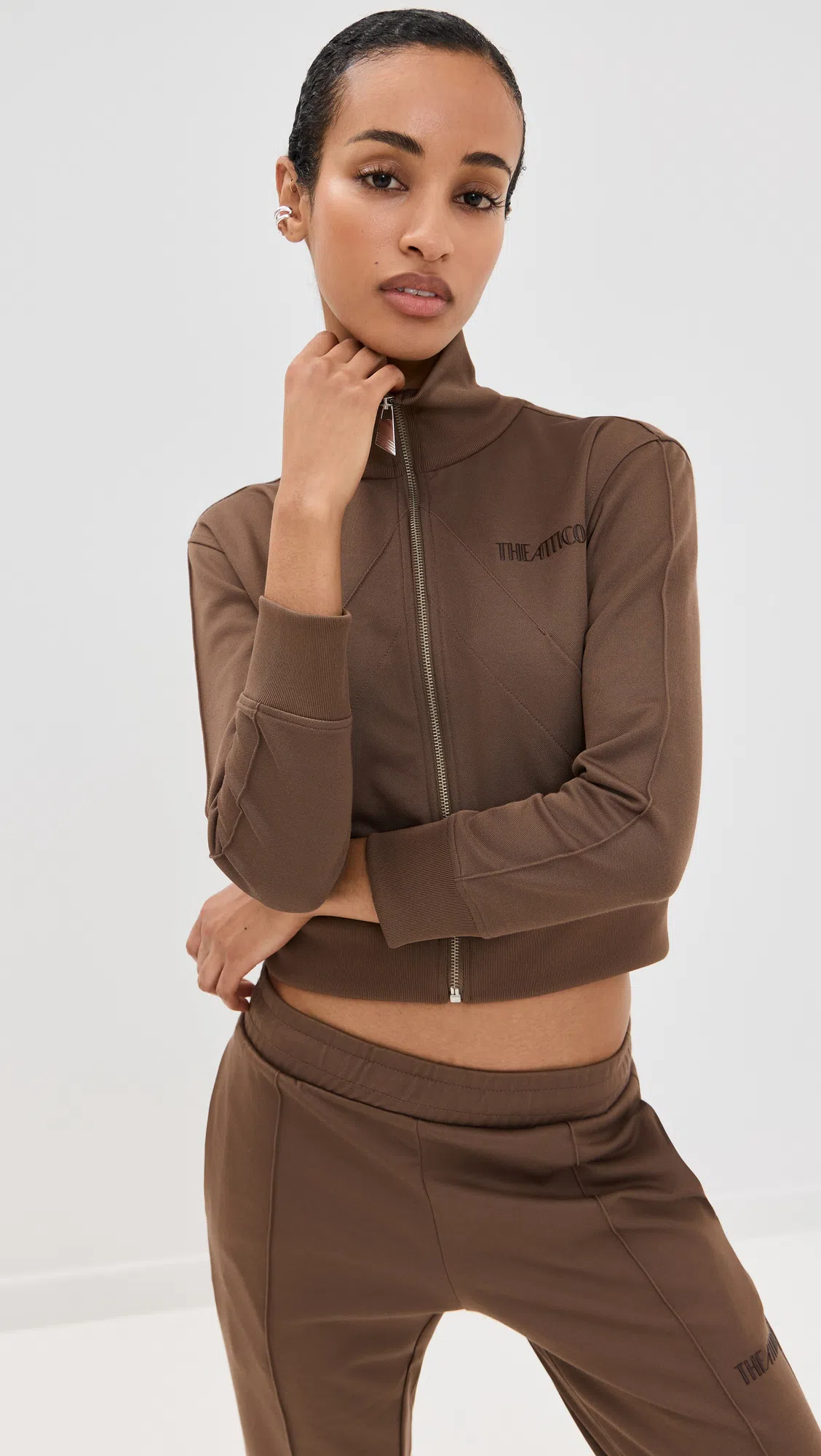 ATTICO Suede Flats With Open Design And Studs In Pink