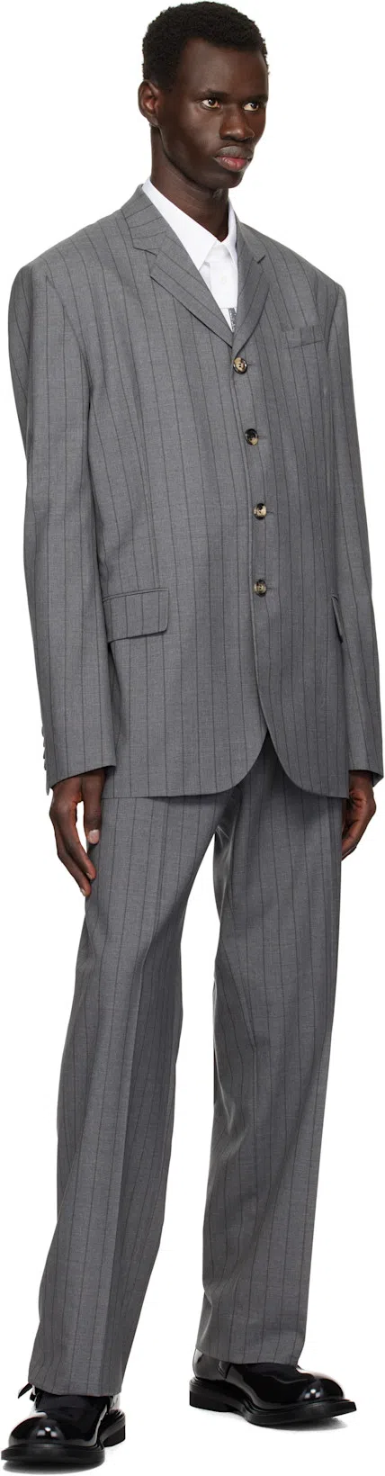 MOSCHINO Pinstripe Trousers In Multi Grey