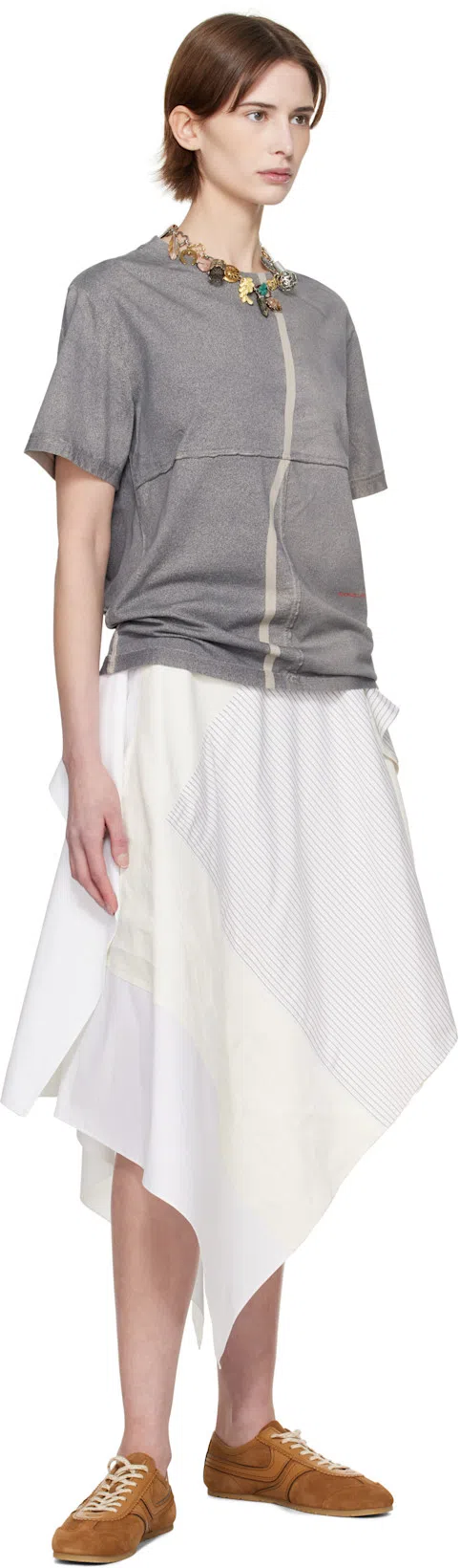 DRIES VAN NOTEN Stitched Contrast Rubber Sole Suede Panel Sneakers In Brown