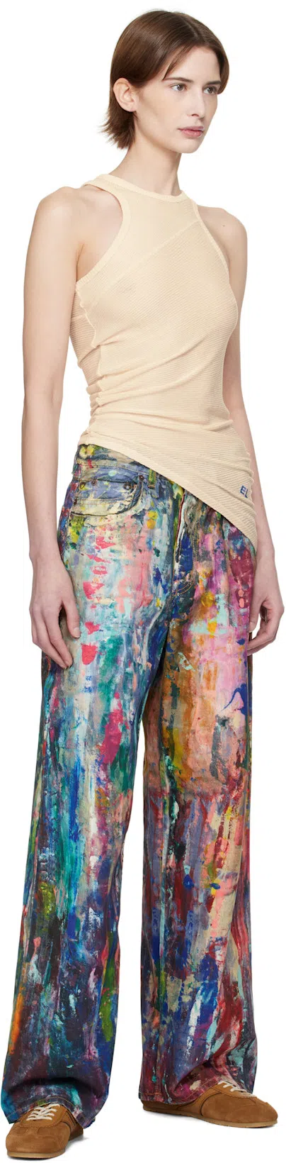 DRIES VAN NOTEN Stitched Contrast Rubber Sole Suede Panel Sneakers In Brown