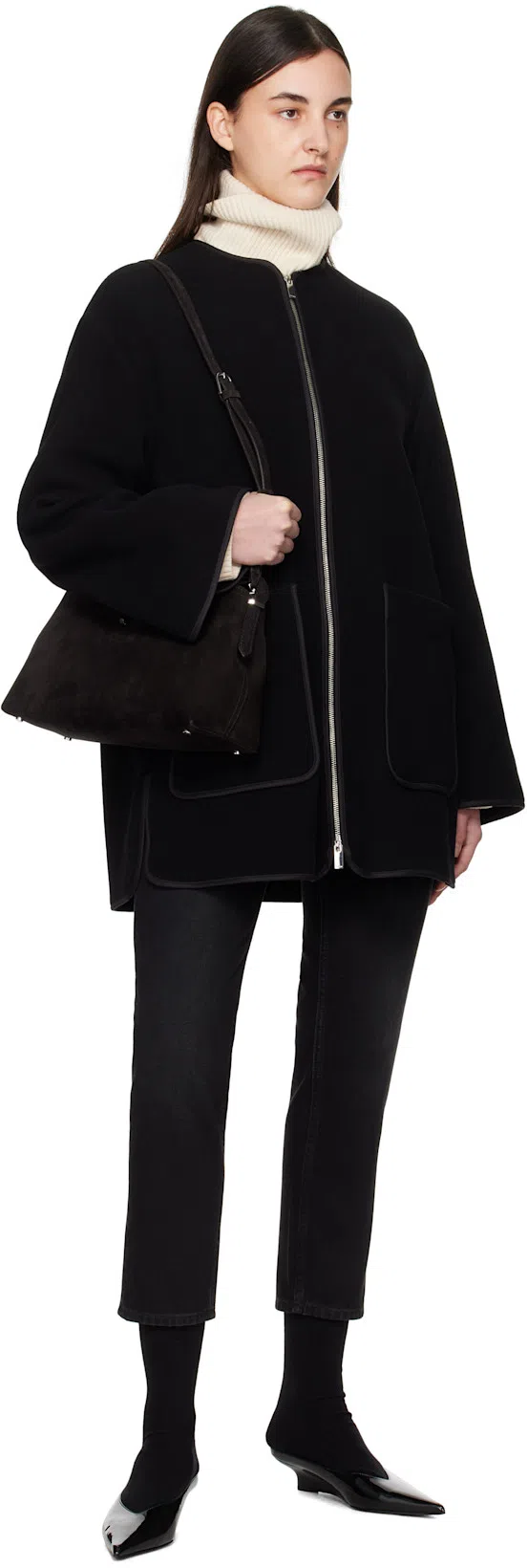 TOTÊME Brown T-lock Suede Top Handle Bag In Espresso 040