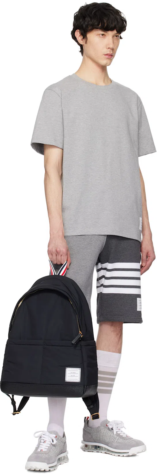 THOM BROWNE Side Slit Relaxed T-shirt In Grey