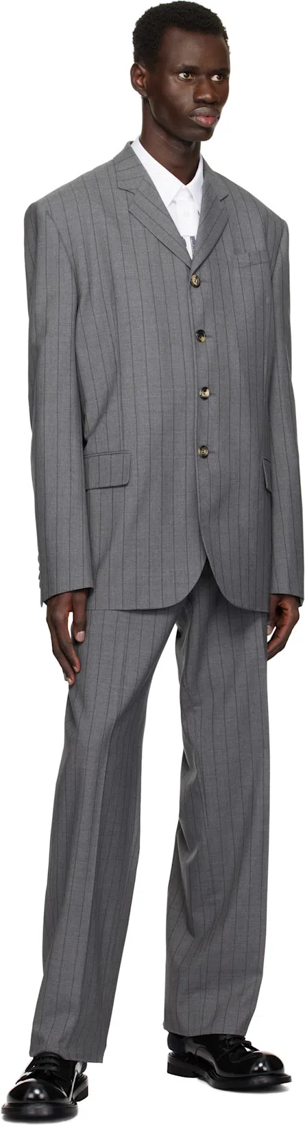 MOSCHINO Pinstripe Trousers In Multi Grey