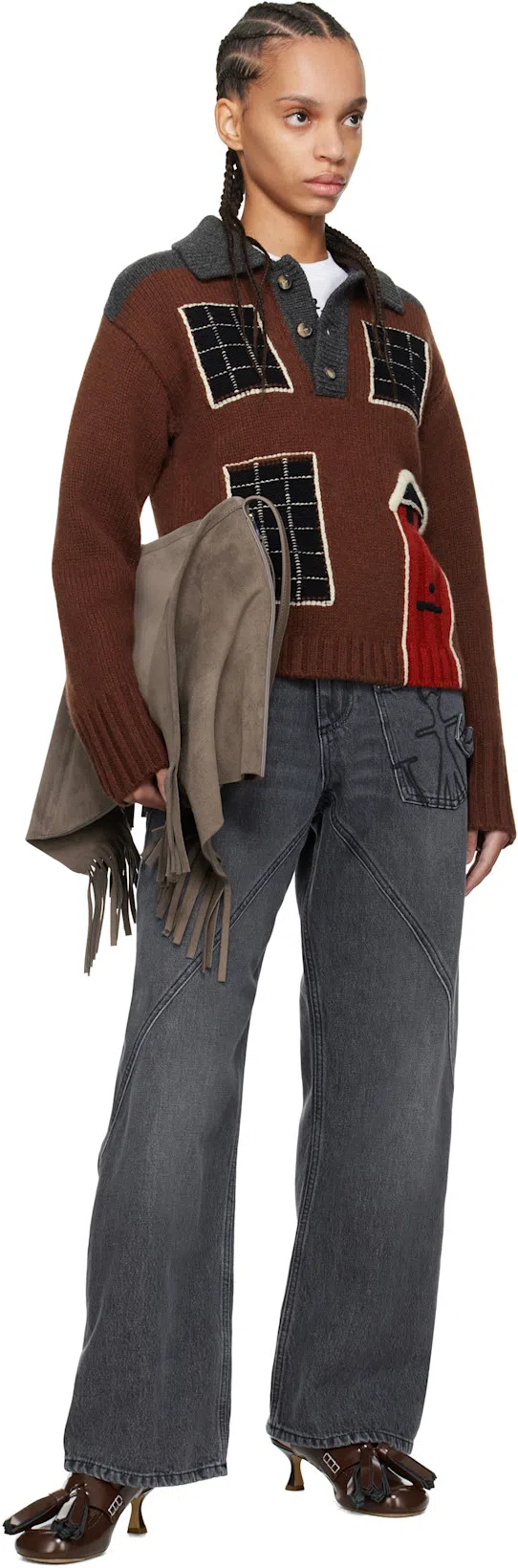 JW ANDERSON Tassel Leather Mules In Red