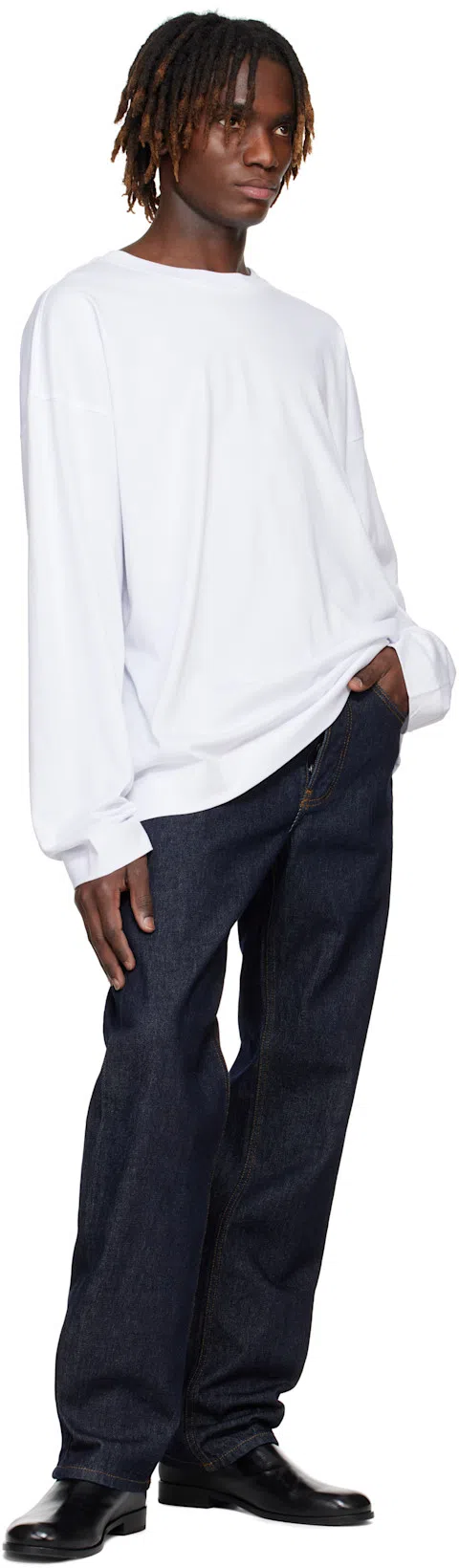 DRIES VAN NOTEN White Mock Neck Long Sleeve T-shirt In 1 White