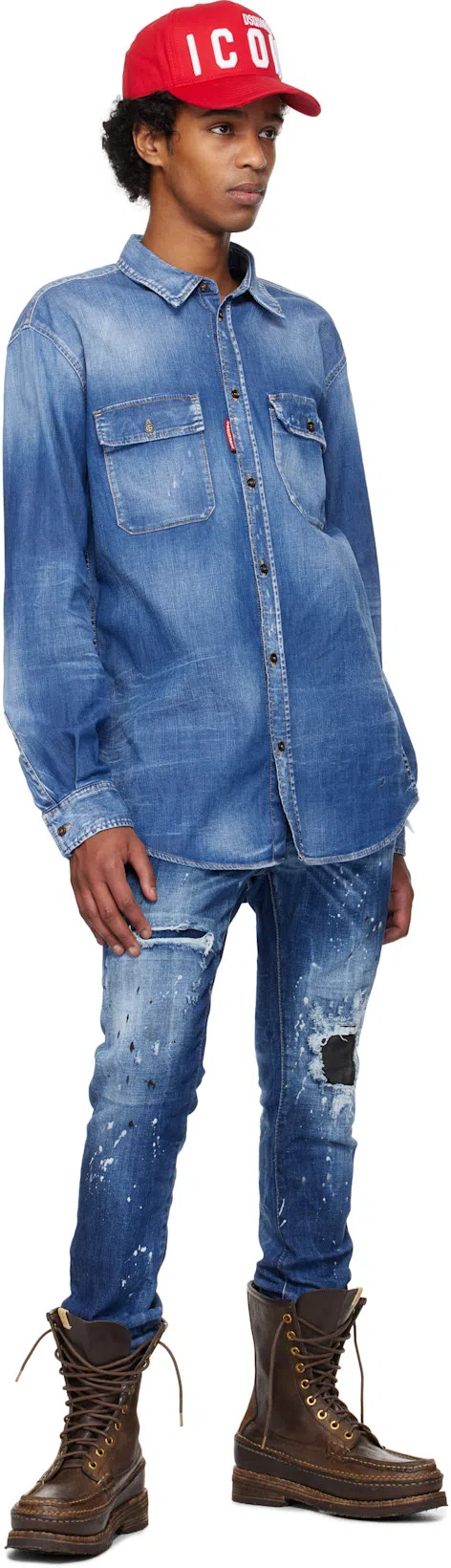 DSQUARED2 Red Be Icon Baseball Cap In M818 Red