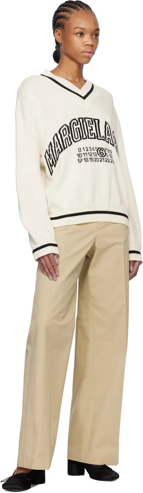 MM6 MAISON MARGIELA Collared Shirt With Cuffed Sleeves And Elastic Waistband In White