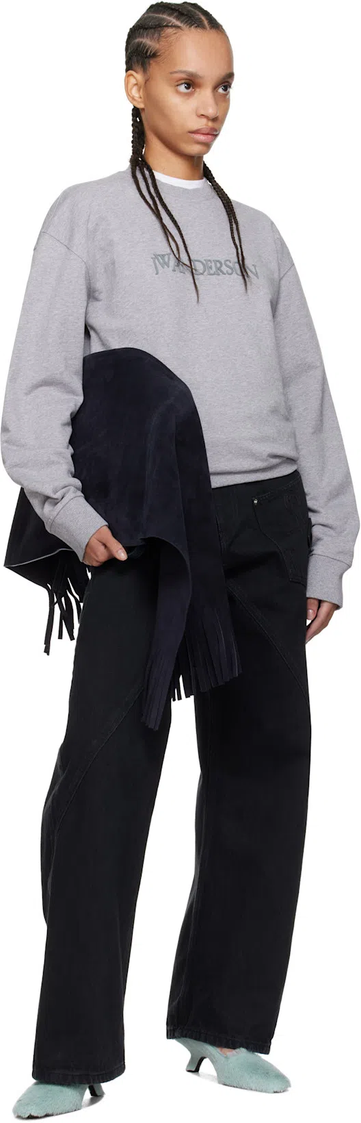 JW ANDERSON J. W.anderson Anchor Embroidery Panelled Cropped T-shirt By J. W.anderso In White