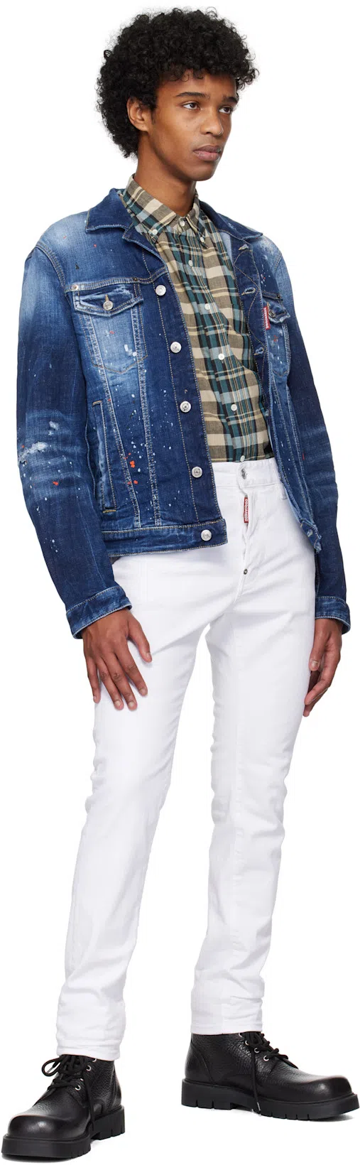 DSQUARED2 White Bull Skater White Jeans In Silver