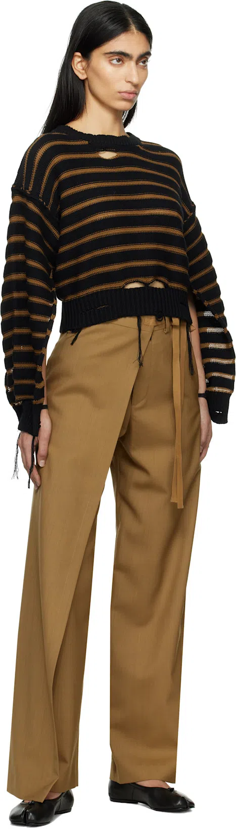 MAISON MARGIELA Tabi Leather Ballerina Flats In Black