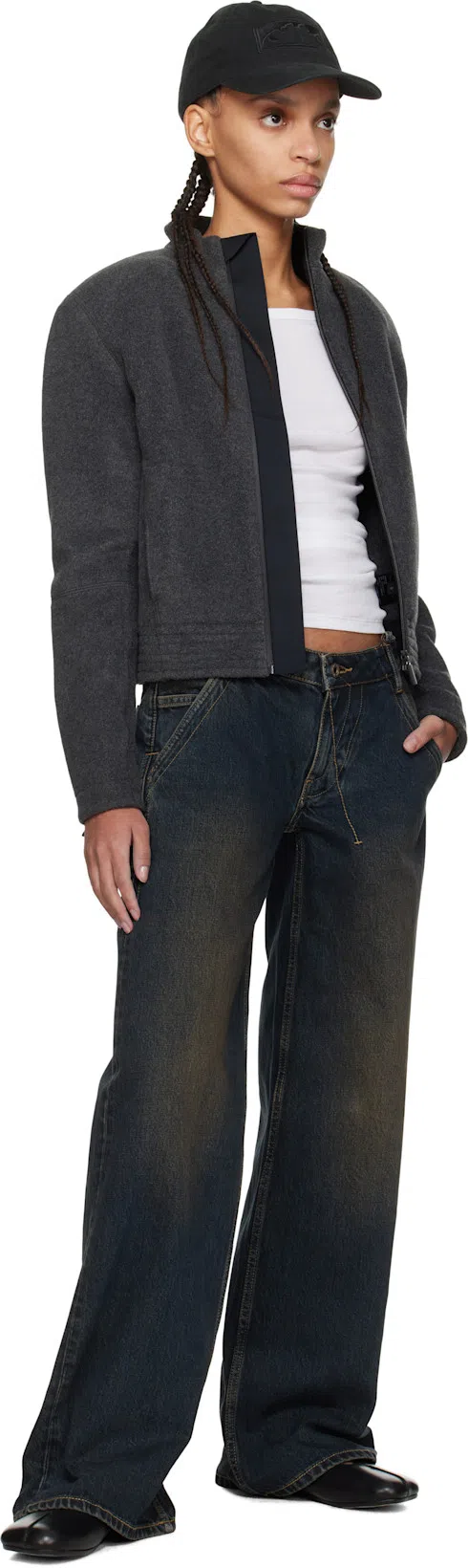 FAX COPY EXPRESS Gray Fleece Zip-up Jacket In Grey