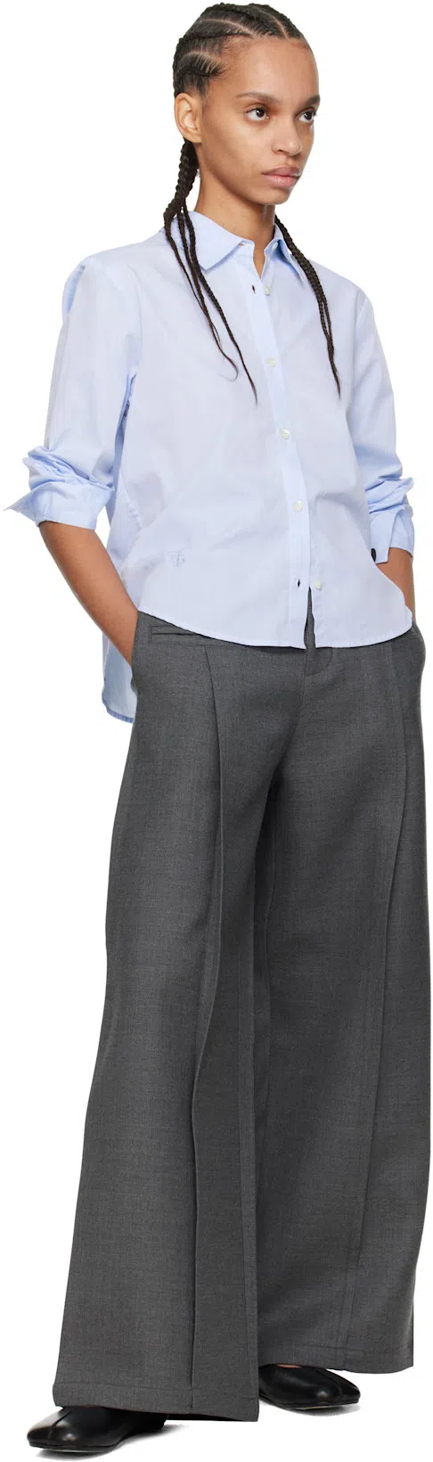 MM6 MAISON MARGIELA Mm6 By Maison Margiela Black Leather Ballet Flats