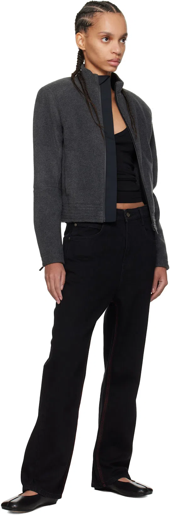 FAX COPY EXPRESS Gray Fleece Zip-up Jacket In Grey