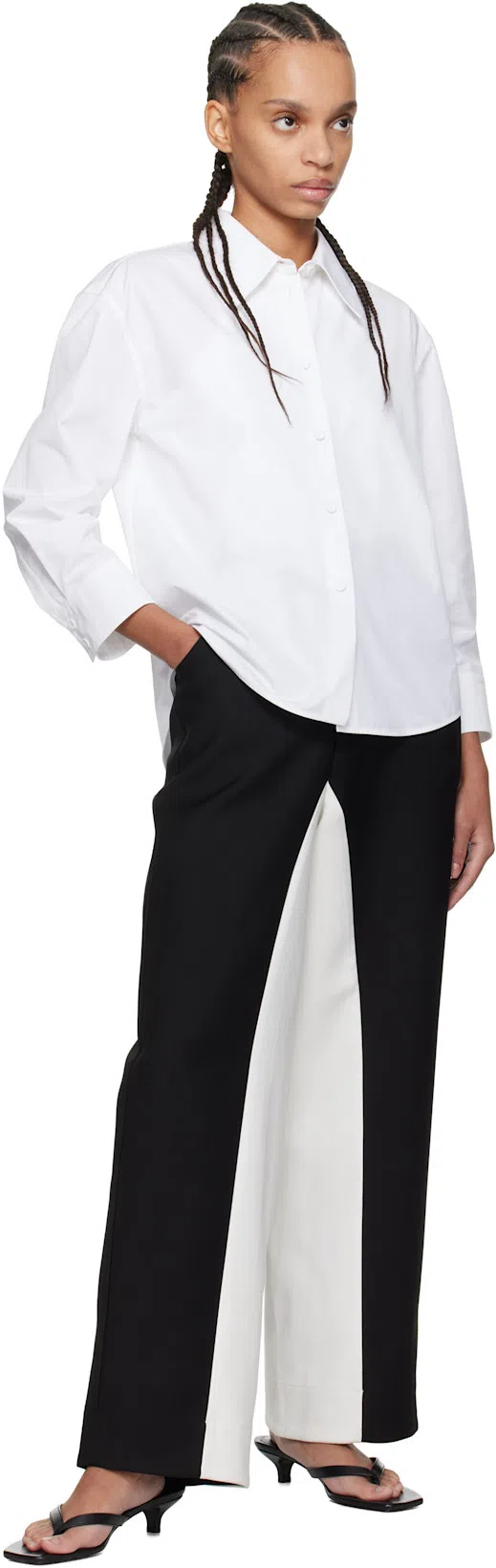 FAX COPY EXPRESS Two-tone Trousers In Black/white