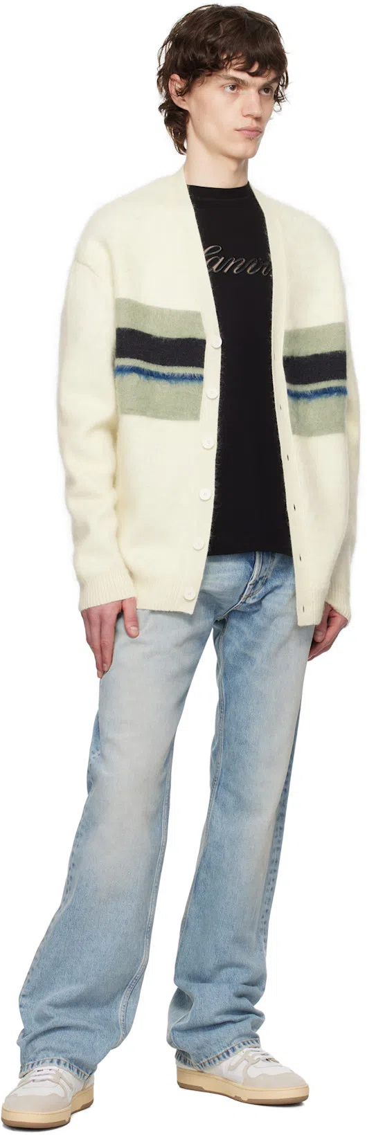 LANVIN Stripe-detail Cardigan In Neutral