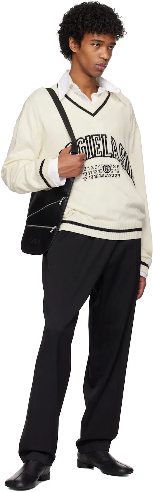 MM6 MAISON MARGIELA Cotton And Wool Sweater With V-neck In White