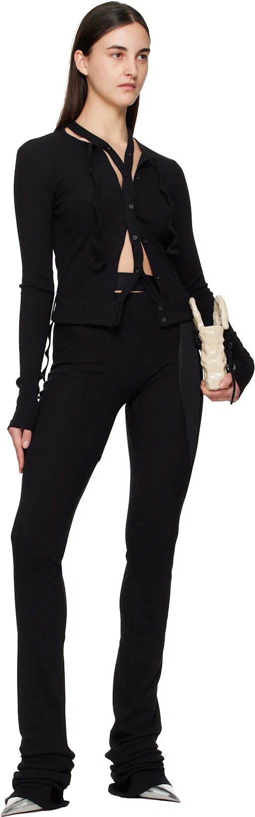 OTTOLINGER Double-fastening Ribbed Cardigan In Black