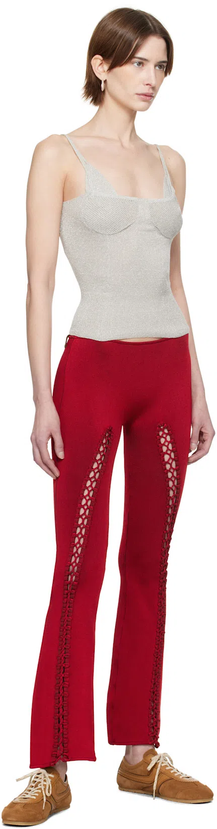 DRIES VAN NOTEN Stitched Contrast Rubber Sole Suede Panel Sneakers In Brown