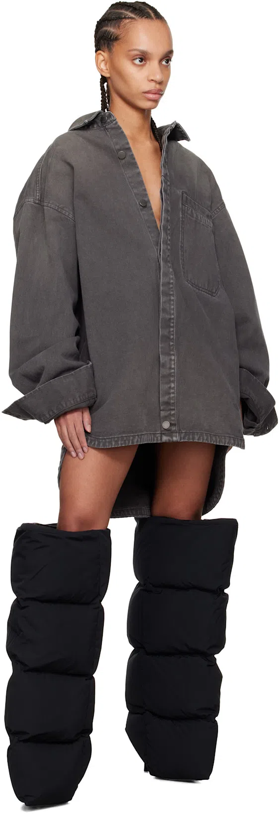 ENTIRE STUDIOS Gray Herculean Denim Shirt In Stonelight