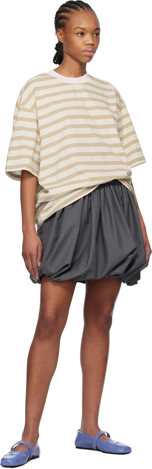 MARNI Bow Patent Leather Mary Jane Ballerina Flats In 00b26 Blue Lilac