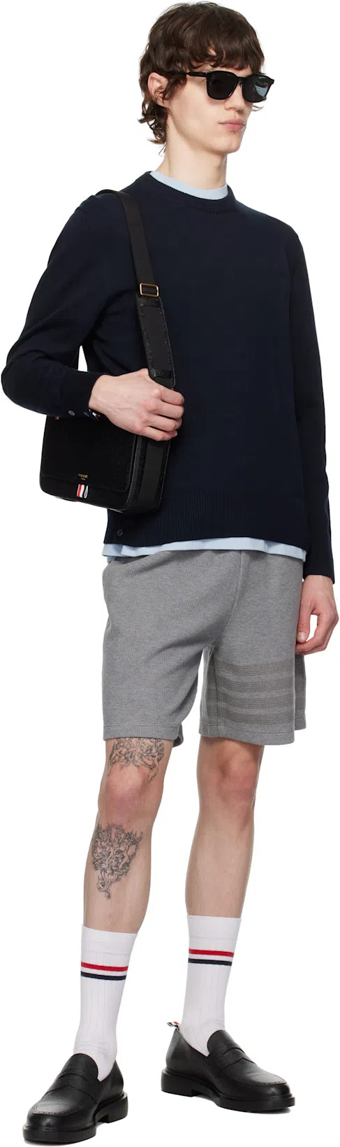 THOM BROWNE Grained Leather Penny Loafers In Black