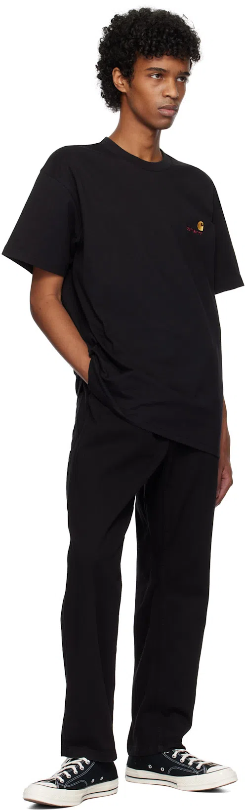 CARHARTT American Script Embroidered Logo T-shirt In Black