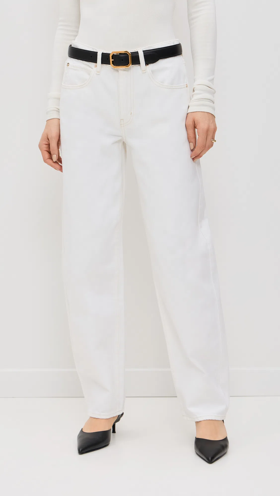 FRAME Le Slim Palazzo Jeans In White