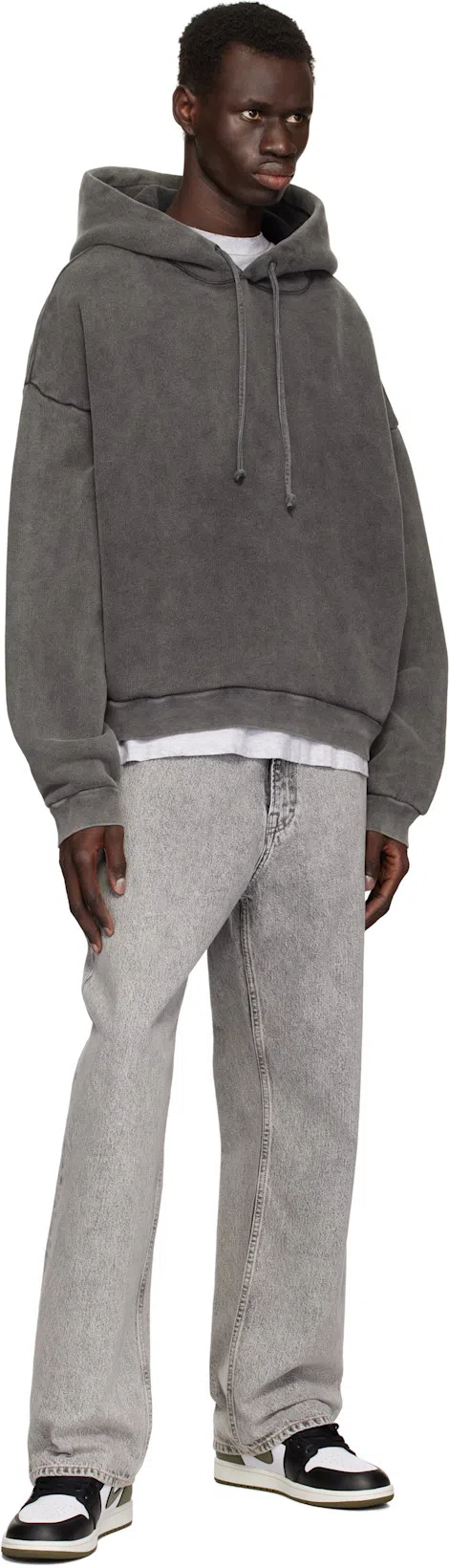 ACNE STUDIOS Men Logo Cotton Hoodie In Gray