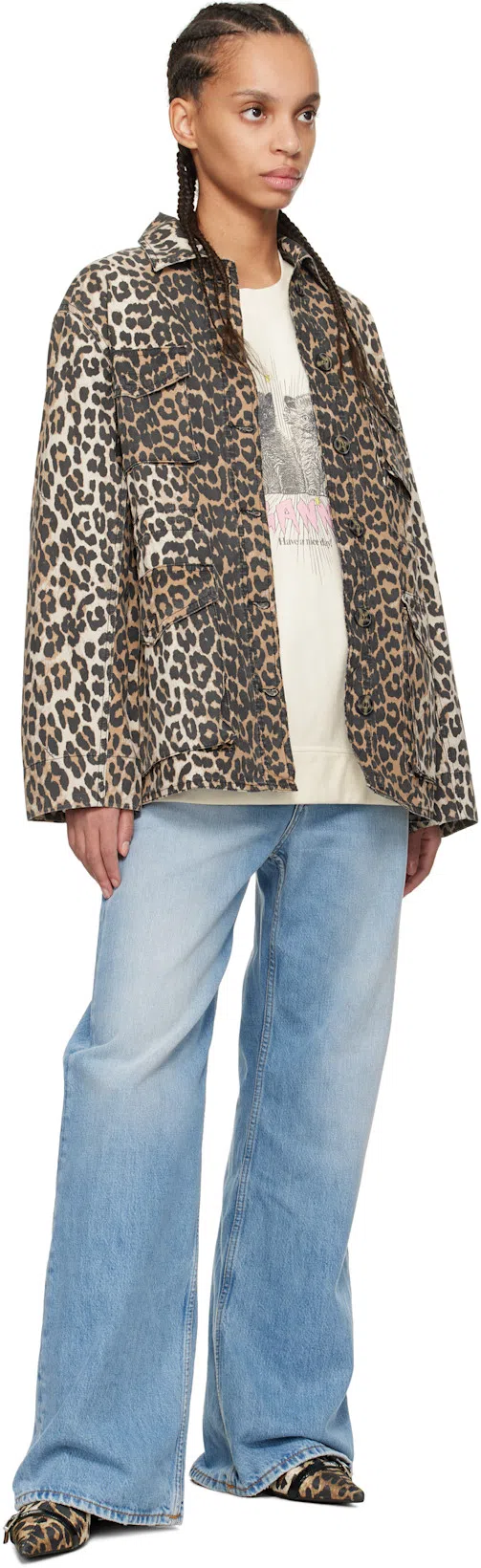 GANNI Off-white Isoli Kittens Drop Shoulder Sweatshirt