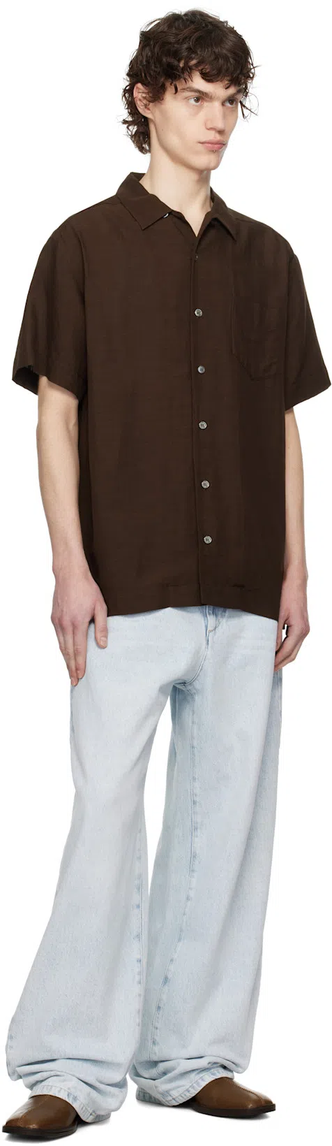 APC A.p.c. Mens Brown Roy Linen-blend Shirt In Caa Brown