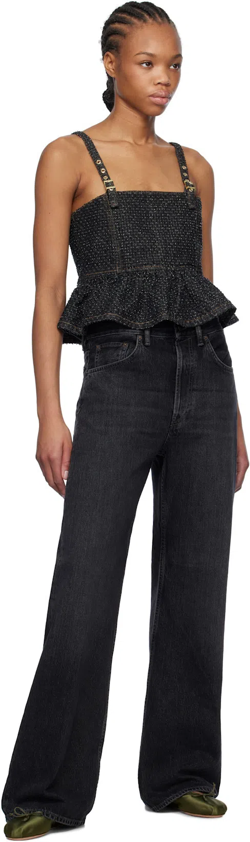 ACNE STUDIOS 2022 Flared High Waist Denim Jeans In Black