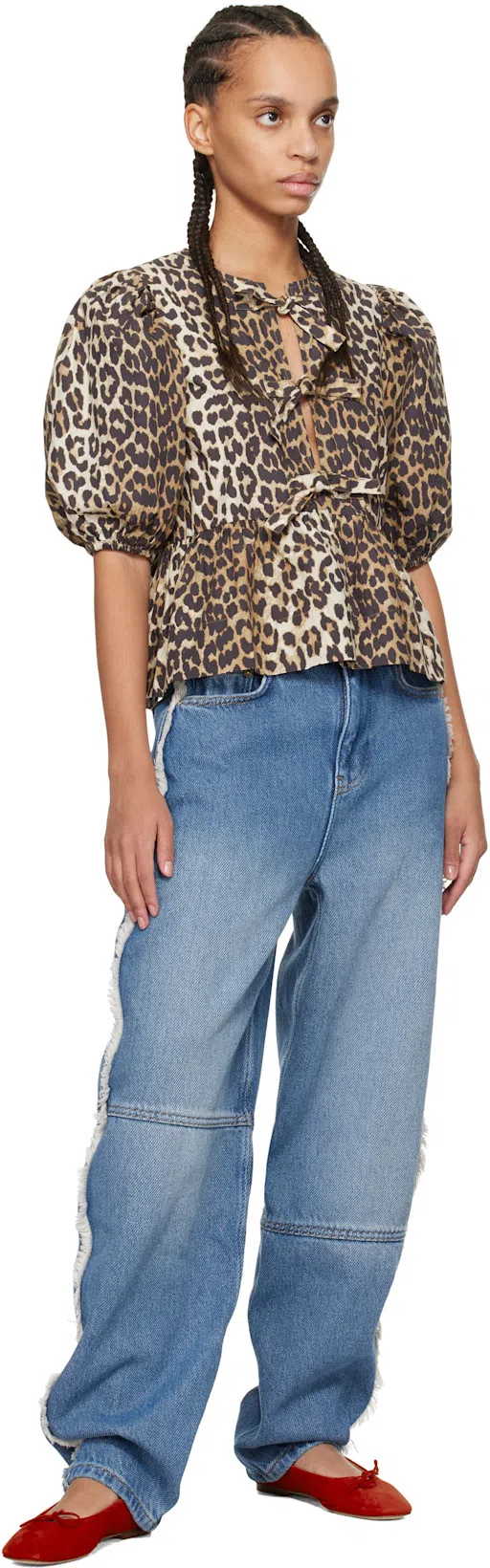 GANNI Leopard Cotton Shirt In Animal Print