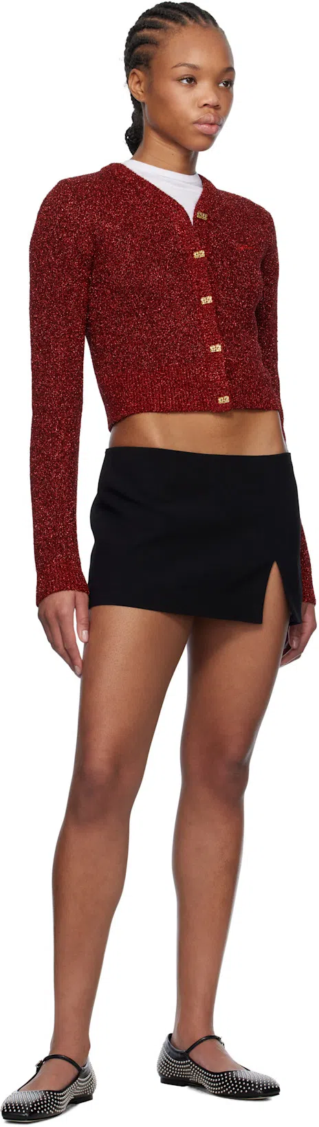 AEYDE Uma Studded Leather Mary Jane Ballet Flats In Black