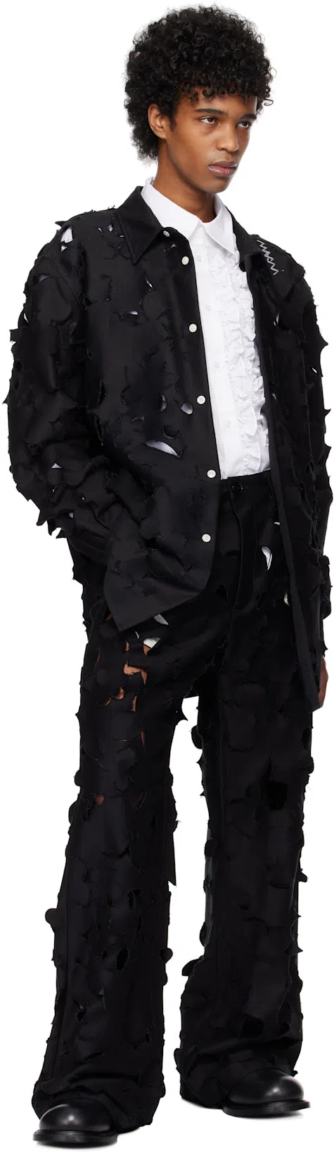 MARNI Logo-embroidered Cut-out Shirt In Black