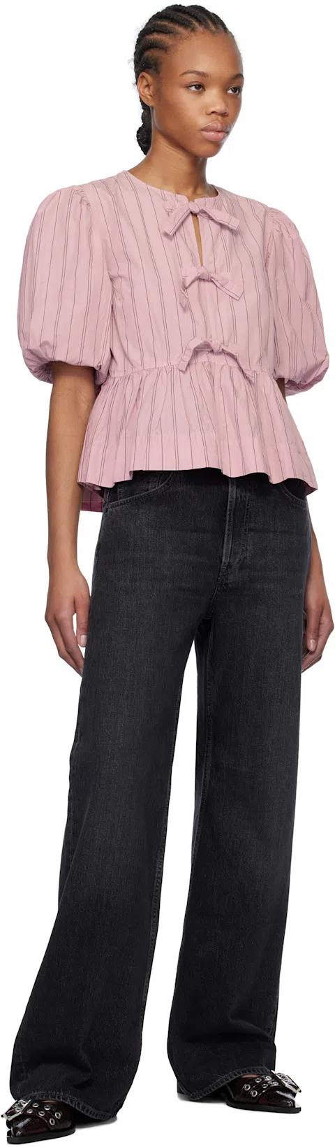 ACNE STUDIOS 2022 Flared High Waist Denim Jeans In Black