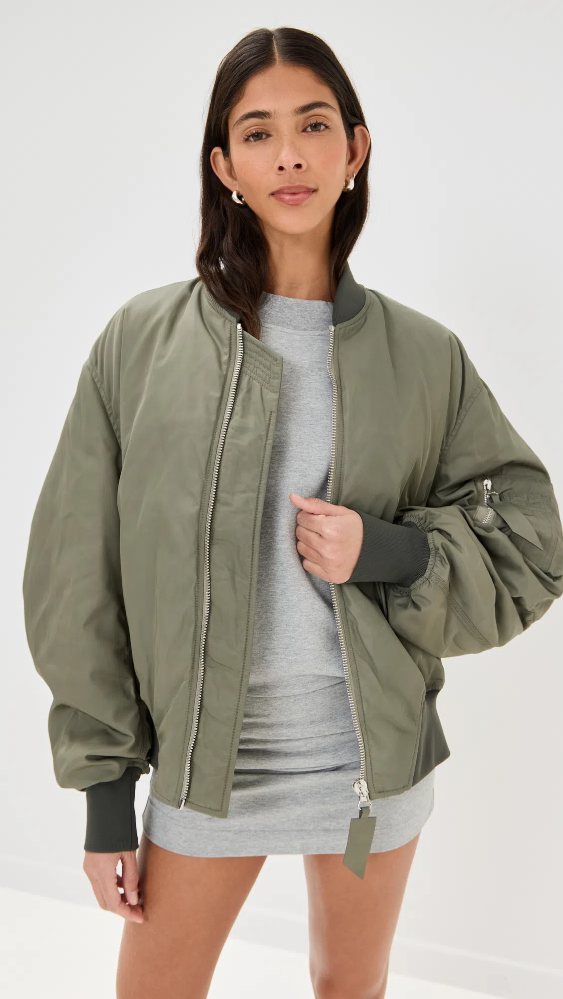 ATTICO Cotton Jersey Mini Dress In Gray