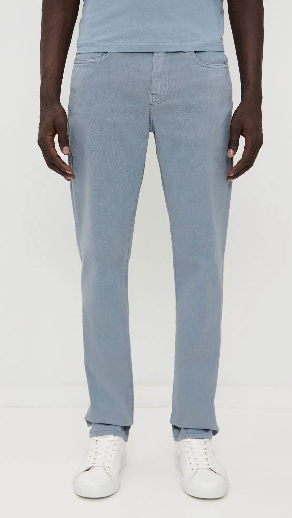 FRAME Mens Smoky Blue Logo Embroidered Cotton T-shirt