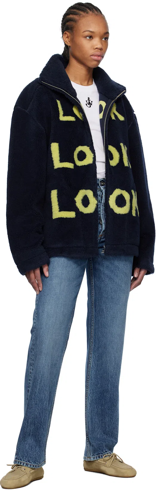 JW ANDERSON J. W.anderson Anchor Embroidery Panelled Cropped T-shirt By J. W.anderso In White