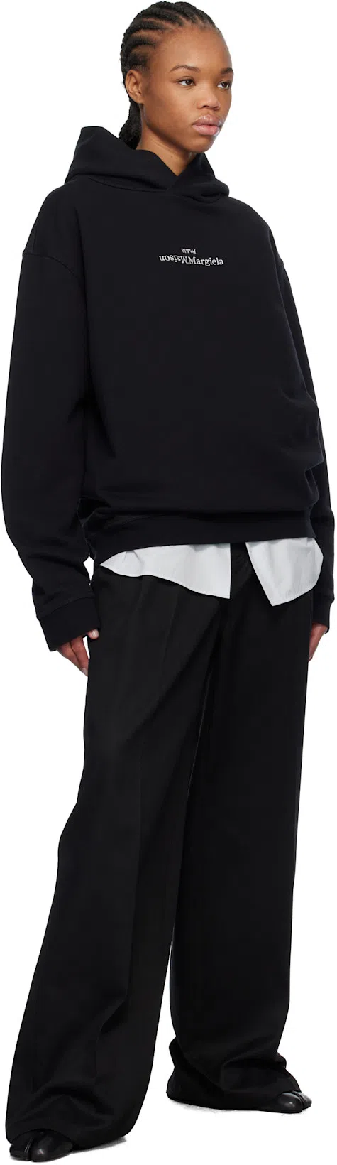 MAISON MARGIELA Split-toe Design Black Lambskin Pumps With Calfskin Lining