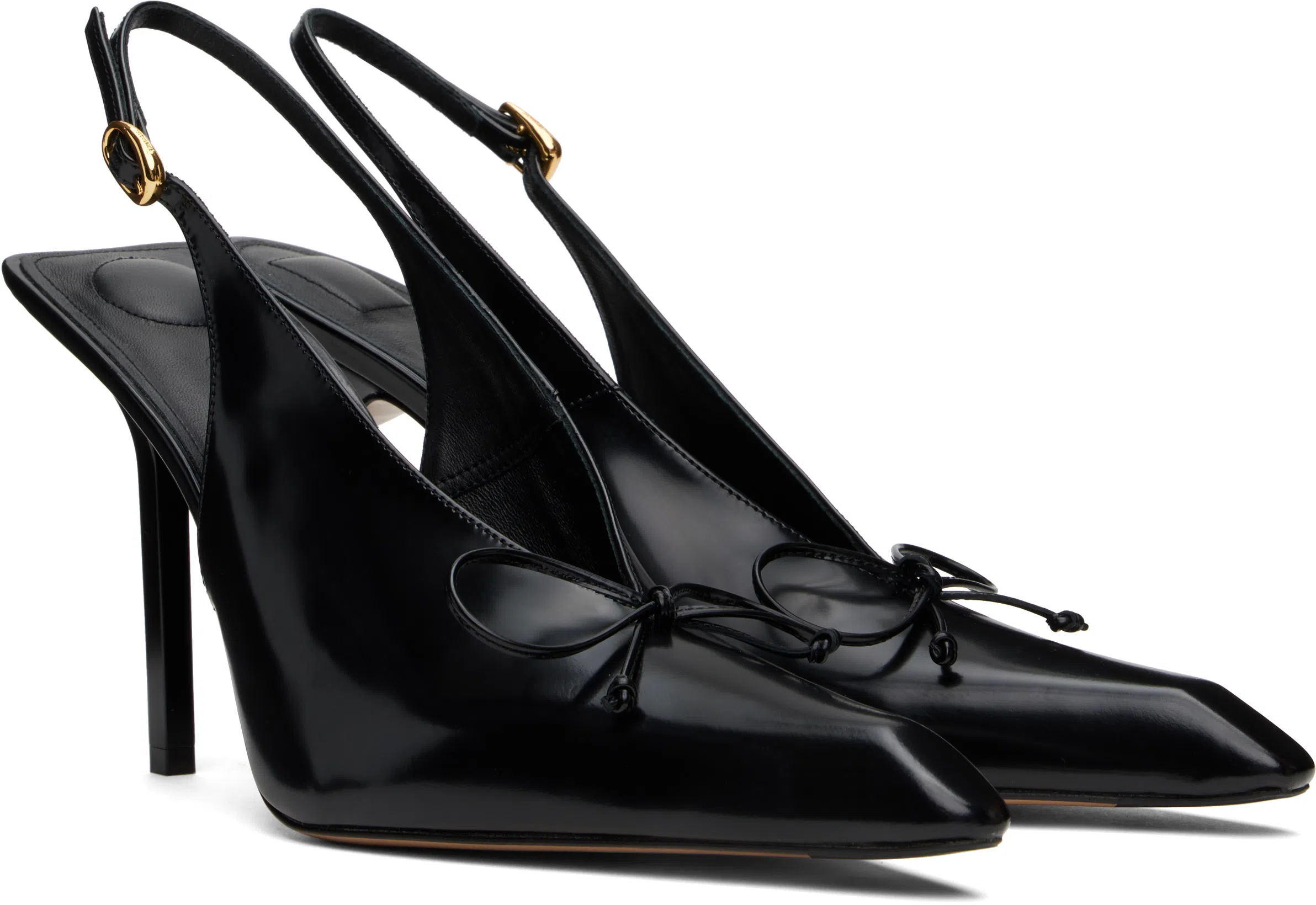 JACQUEMUS 100mm Les Cubisto H Leather Slingbacks In Black