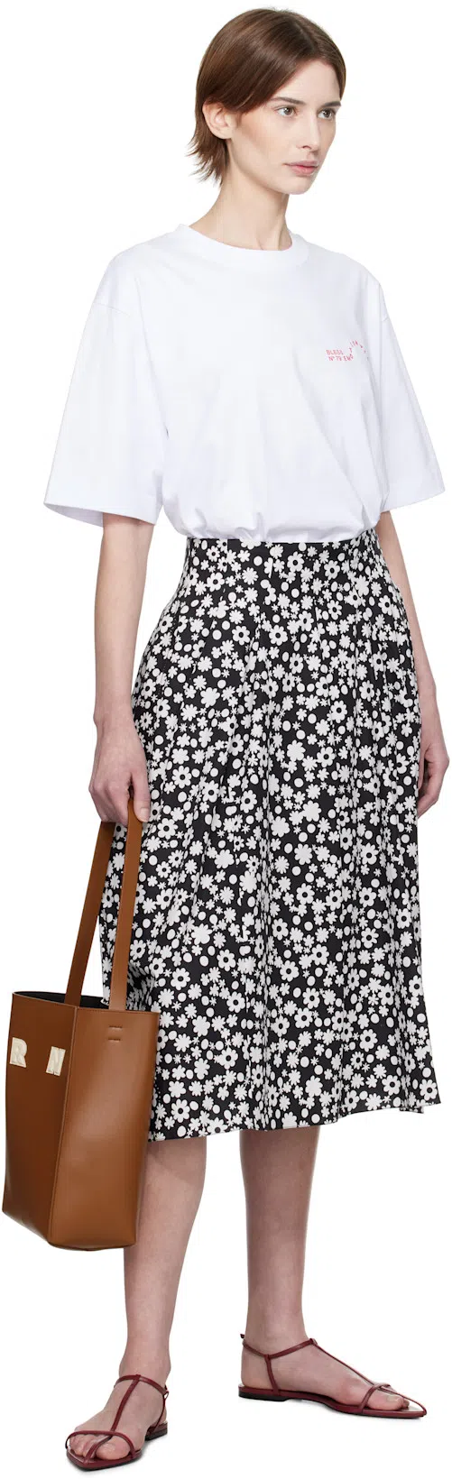 MARNI Medium Museo Hobo Leather Tote Bag In Brown