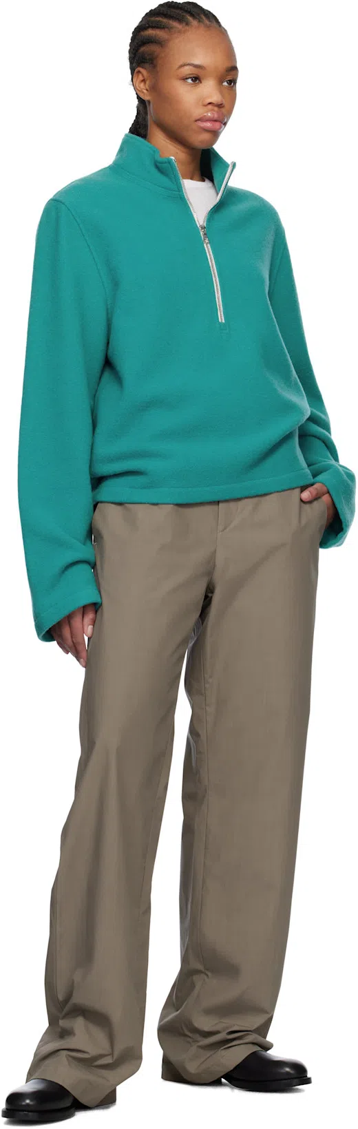 RIER Taupe Poplin Waxed Trousers In Argile Waxed