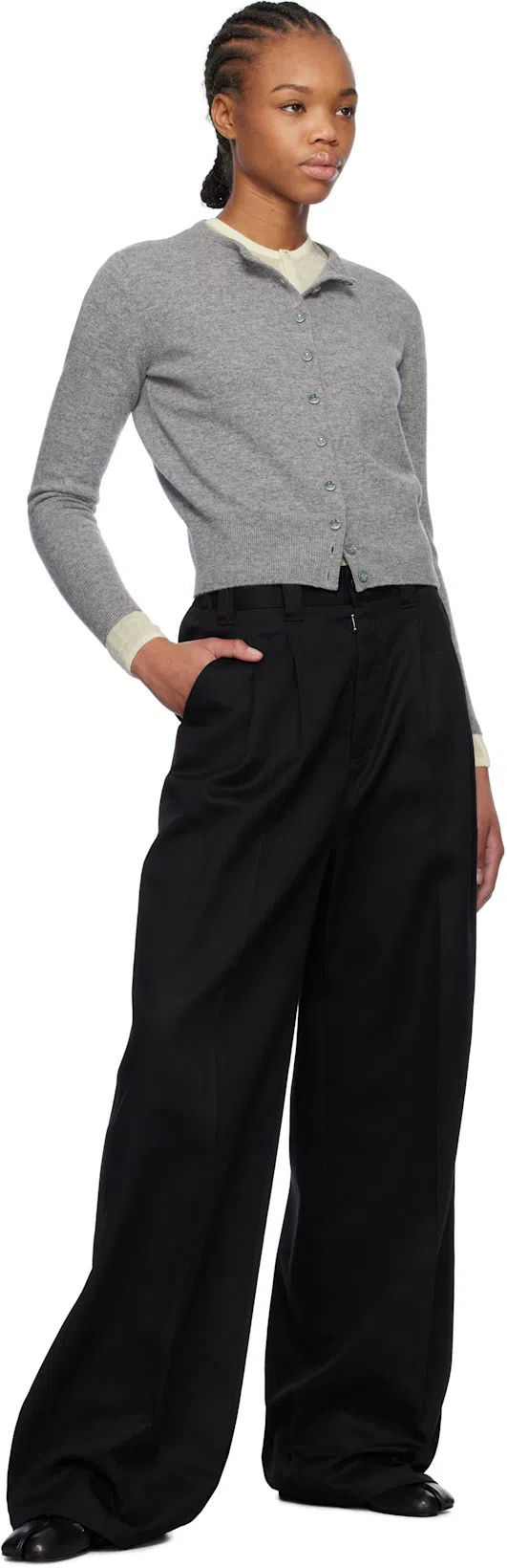 MAISON MARGIELA Split-toe Design Black Lambskin Pumps With Calfskin Lining