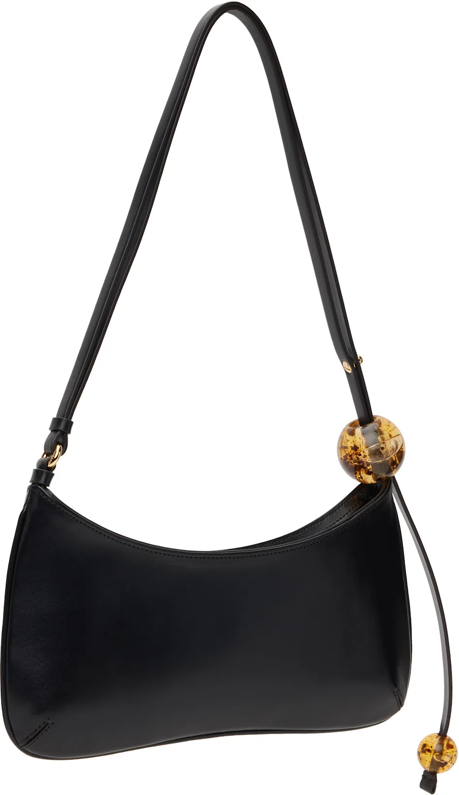 JACQUEMUS Le Bisou Perle Smooth Leather Bag In Black