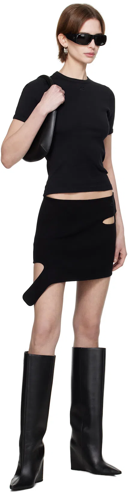 COURRÈGES Ac Straight Dry Jersey Cotton T-shirt In Gray