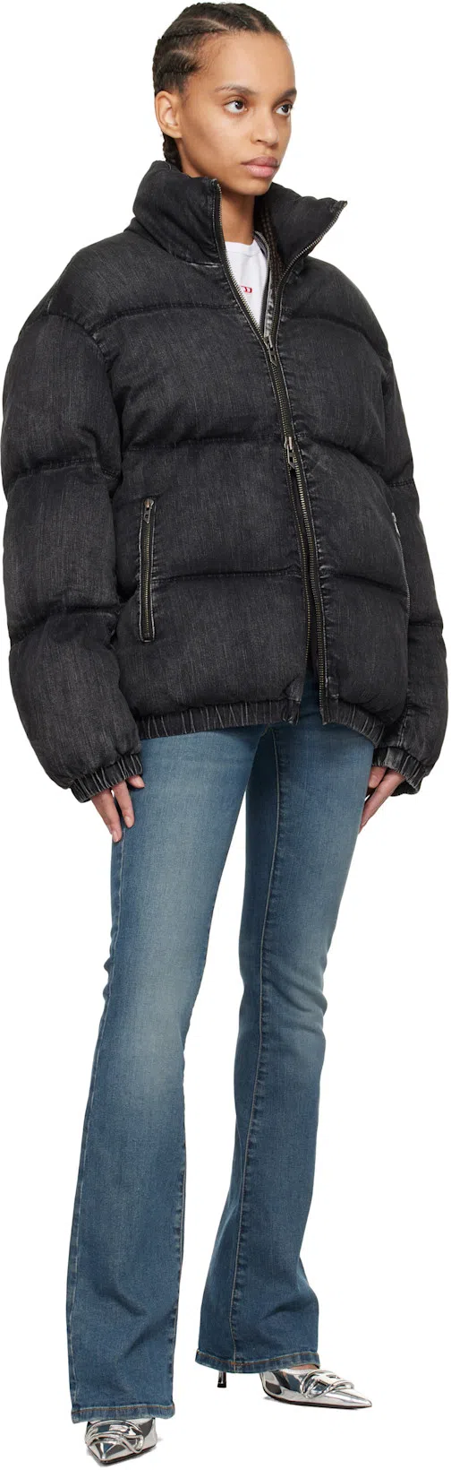 DIESEL Black W-mons-a Denim Puffer Jacket In 02