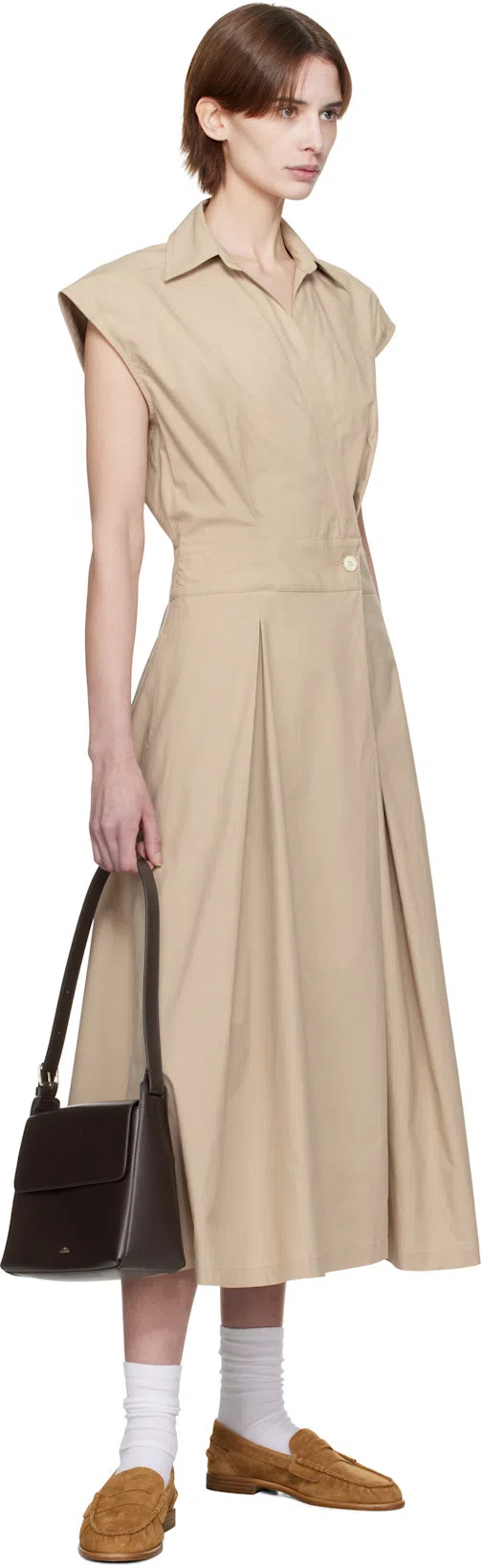 APC Beige Midi Dress In Cotton In Neutral
