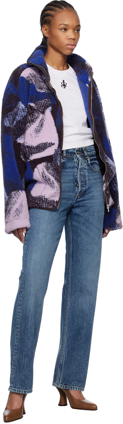 JW ANDERSON J. W.anderson Anchor Embroidery Panelled Cropped T-shirt By J. W.anderso In White